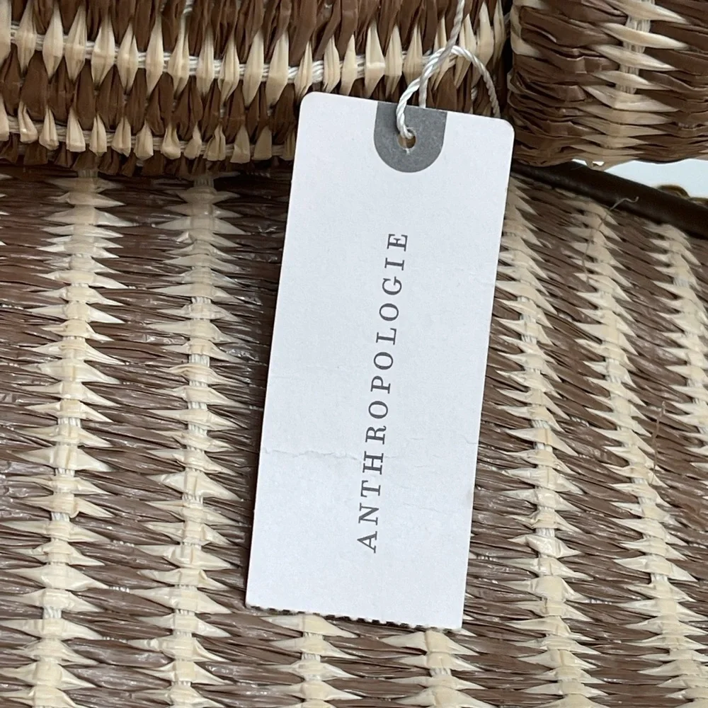 Anthropologie Melie Bianco The Brigitte Satchel‎ Raffia Edition in Tan / Cream